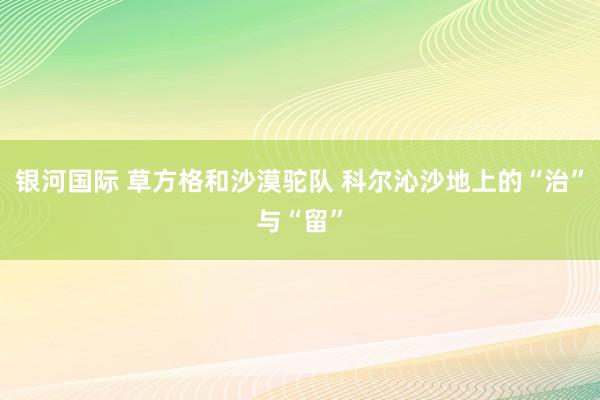 银河国际 草方格和沙漠驼队 科尔沁沙地上的“治”与“留”