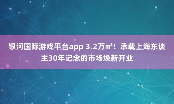 银河国际游戏平台app 3.2万㎡！承载上海东谈主30年记念的市场焕新开业